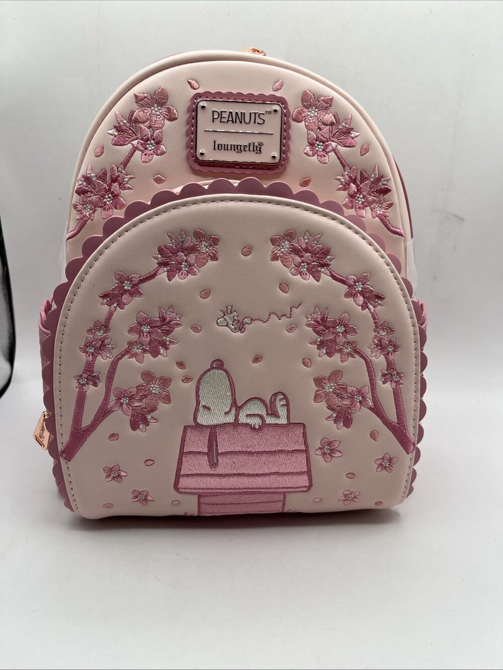 Loungefly With Disney World Peanuts Snoopy Cherry Blossom Pink Backpack NWT